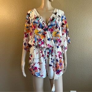 Umgee USA Womens Romper Size S Floral Boho Tassel Tie Waist Lightweight